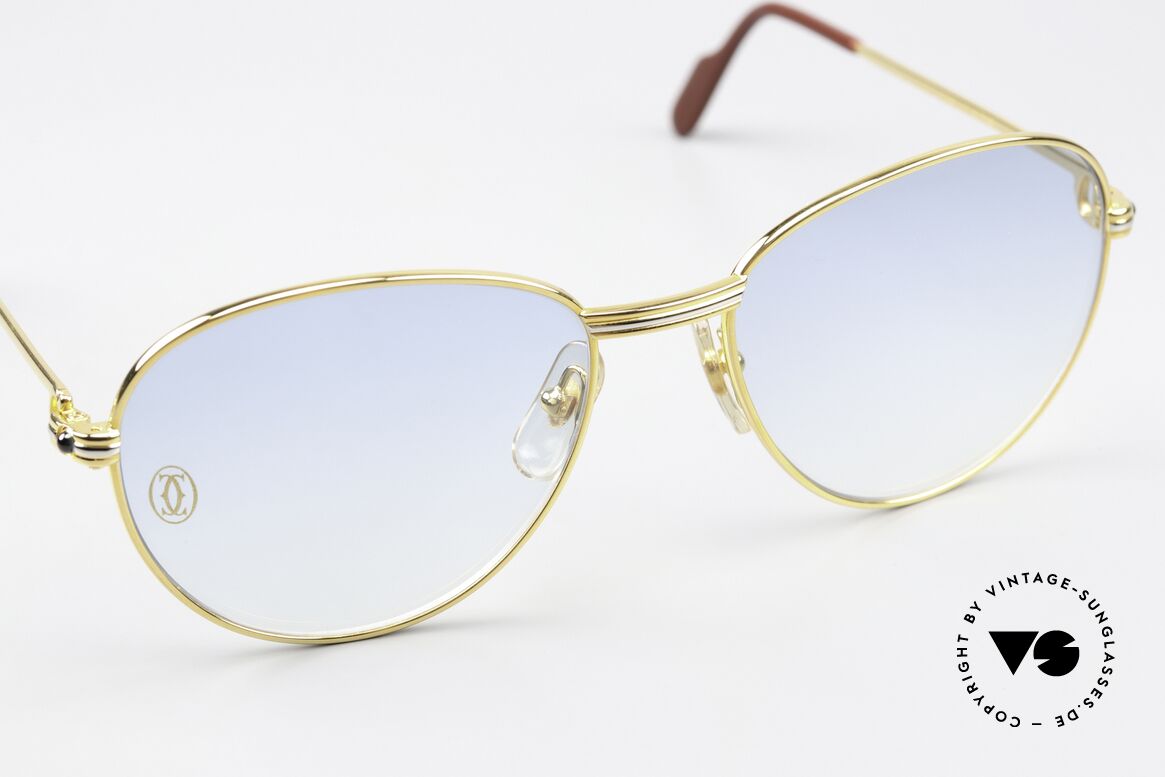 Cartier S Saphirs 0,94 ct - L Ultra Seltene 57mm Version, mit original CARTIER Sonnengläsen: blau-Verlauf, Passend für Damen