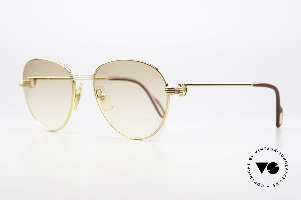 Cartier S Rubis 0,34 ct - M Echte Rubinen Brille 1988, echte Rubine am Bügeldekor (insgesamt 0,34 ct), Passend für Damen