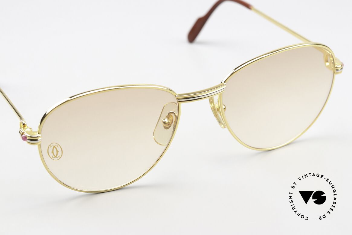 Cartier S Rubis 0,34 ct - M Echte Rubinen Brille 1988, original CARTIER Sonnengläser in Orange-Verlauf, Passend für Damen