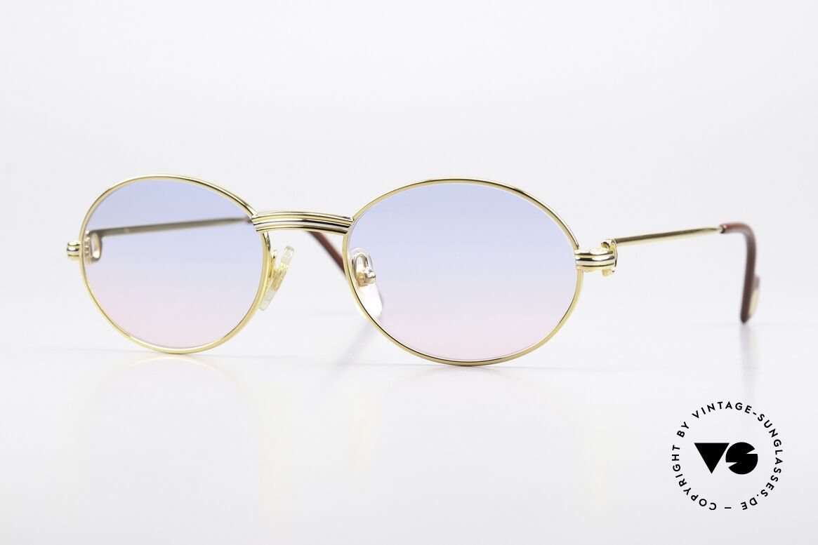 Cartier Saint Honore - M Sonnengläser Baby-Blau Pink, ovale vintage Cartier Sonnen-Brille von circa 1998, Passend für Herren und Damen