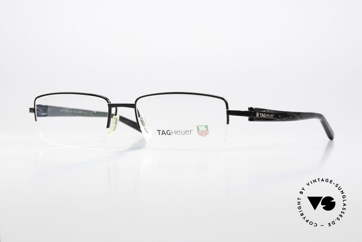 Tag Heuer 8204 Trends Black Fiber Avantgarde, halb randlose Nylor-Brille mit Federscharnieren, Passend für Herren