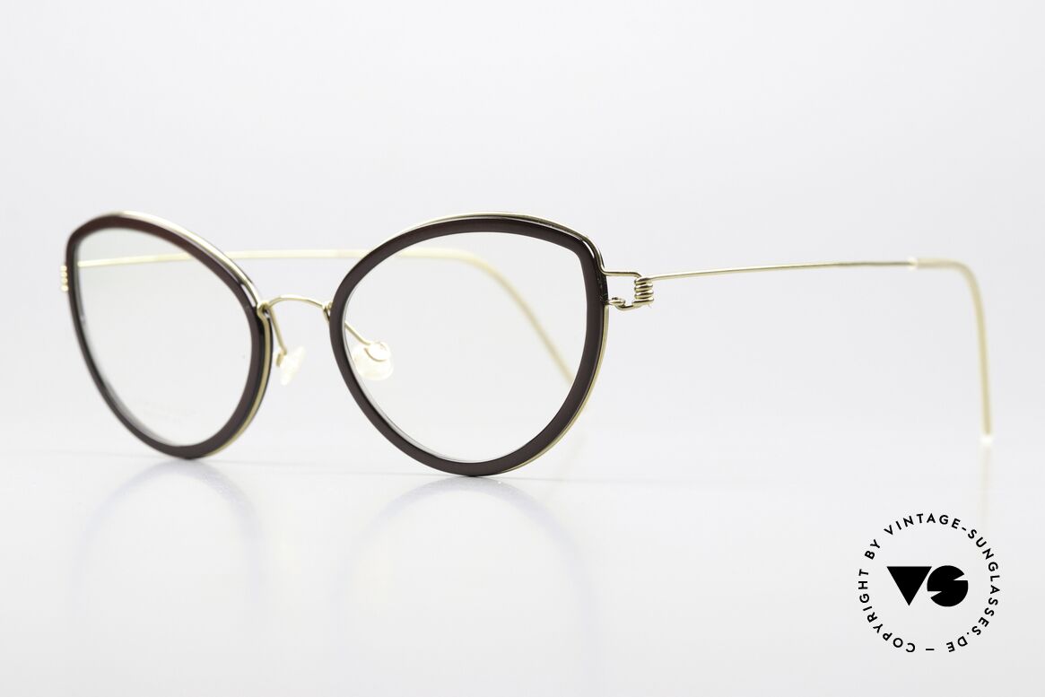 Lindberg Katrine Air Titan Rim Damenbrille Cateye Style, markant veredelte Air Titanium Version mit Azetat-Rand, Passend für Damen