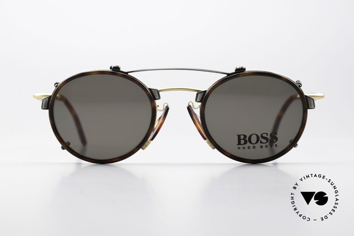 BOSS 4707 Sonnenclip Panto Brille 90er, klassische vintage Designer-Sonnenbrille von BOSS, Passend für Herren