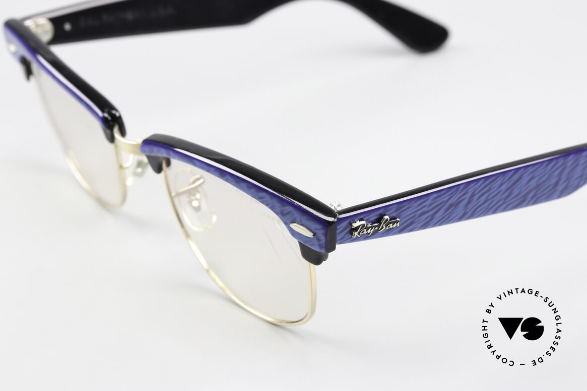 Ray Ban Clubmaster Hybrid Customized Einzelstück, mit breiten Wayfarer-Bügeln in "Electric Blue", Passend für Herren und Damen