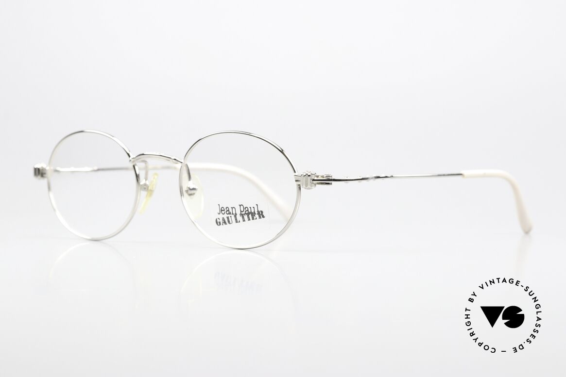 Jean Paul Gaultier 55-6105 Ovale 90er Japan Brille, enorm hochwertig (platin-plattiert), made in JAPAN, Passend für Herren und Damen