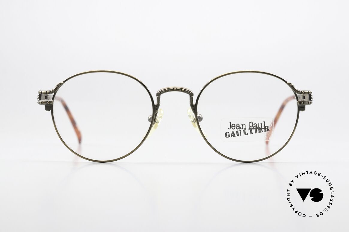 Jean Paul Gaultier 55-4170 Designer Panto Brille 1996, unisex Fassung 'auf antik gemacht', made in Japan, Passend für Herren und Damen