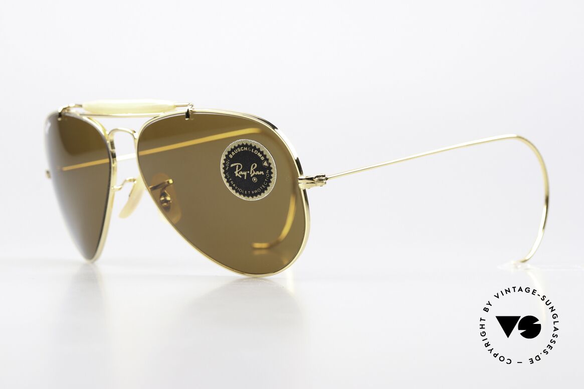 Ray Ban Outdoorsman Super Seltene 58mm Größe, vintage Pilotenbrille mit Sportbügeln; M. L9799, Passend für Herren und Damen