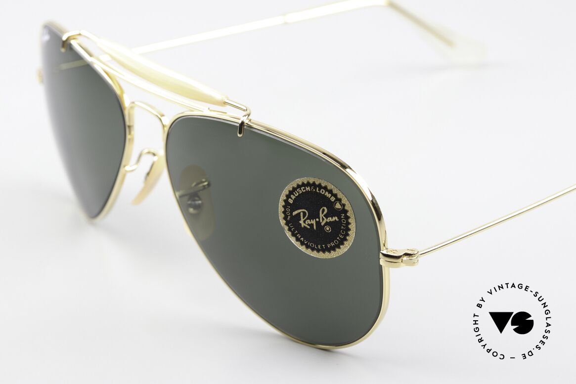 Ray Ban Outdoorsman USA Aviator Sonnenbrille, grüne G15-Mineralsonnengläser mit B&L Gravur, Passend für Herren und Damen