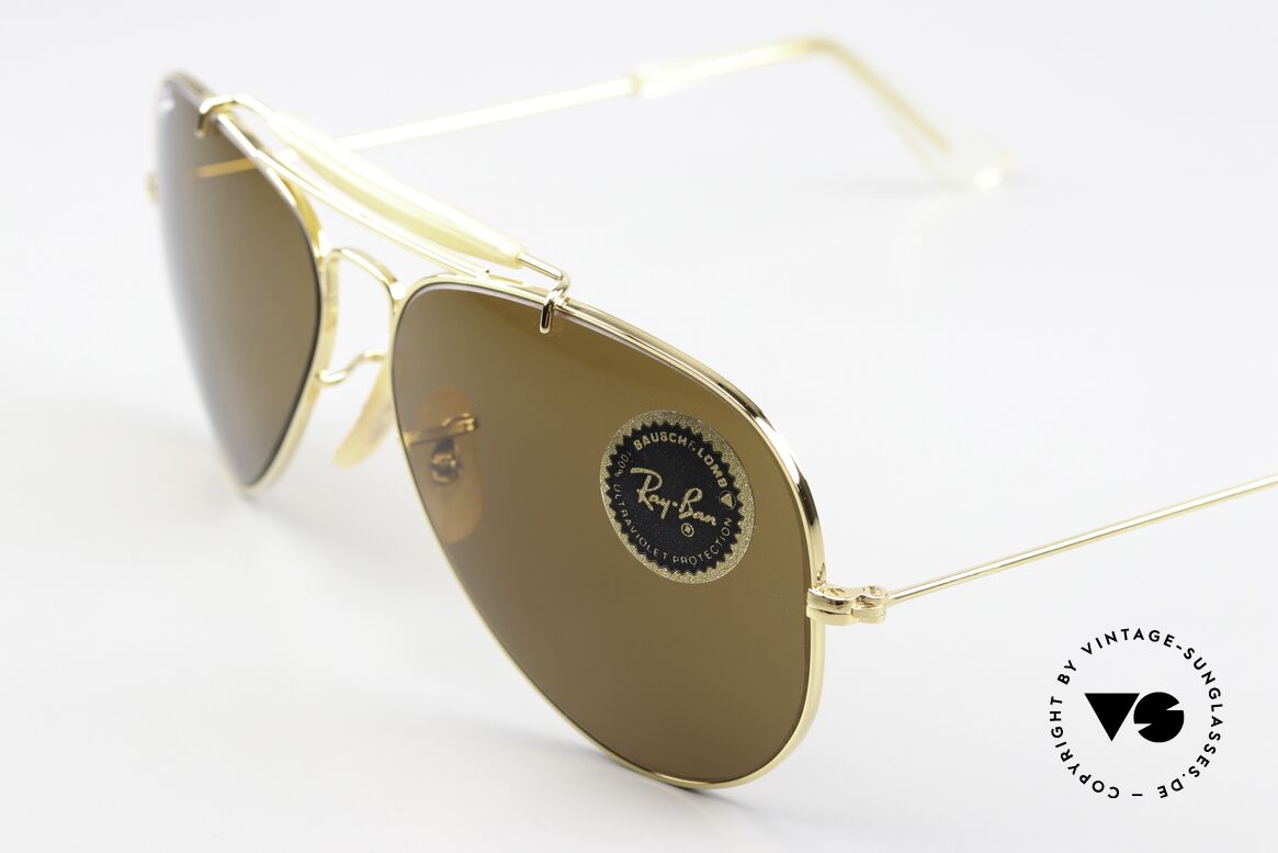 Ray Ban Outdoorsman Klassiker In 58mm Größe, braune B15-Mineralsonnengläser mit B&L Gravur, Passend für Herren und Damen