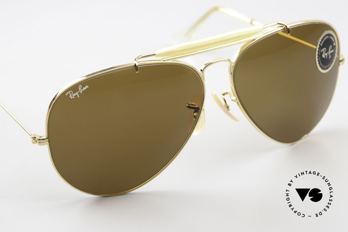 Ray Ban Outdoorsman II Aviator Klassiker In 62mm, braune B15-Mineralsonnengläser mit B&L Gravur, Passend für Herren Ray Ban Outdoorsman II Aviator Klassiker In 62mm, braune B15-Mineralsonnengläser mit B&L Gravur, Passend für Herren