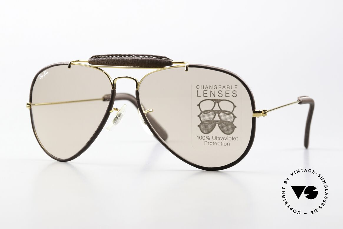 Ray Ban Outdoors Leathers Lederbrille 58mm Automatikglas, Ray-Ban Outdoorsman Sonnenbrille, made in USA, Passend für Herren und Damen