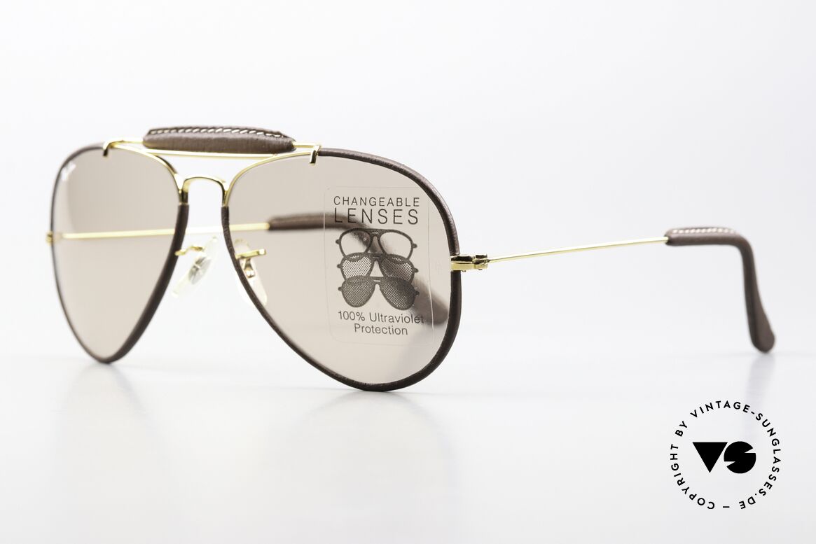 Ray Ban Outdoors Leathers Lederbrille 58mm Automatikglas, Changeable Brown (Gläser verdunkeln bei Sonne), Passend für Herren und Damen