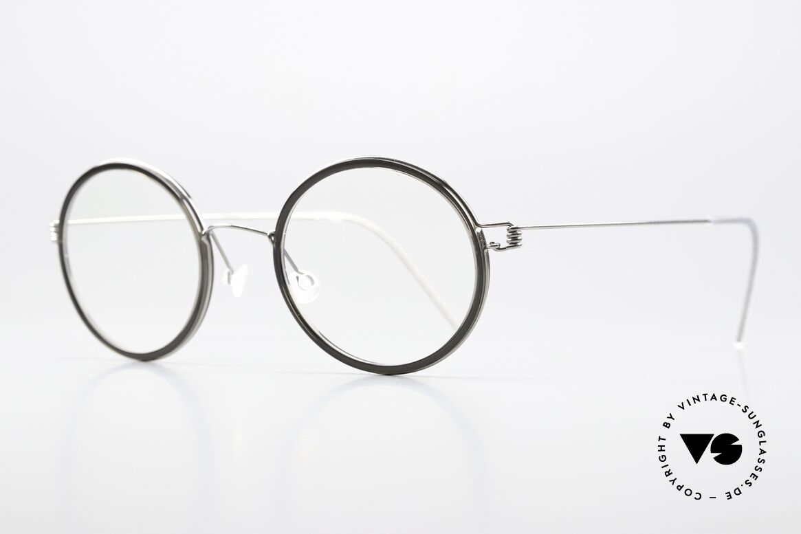 Lindberg Cameron 48 Air Titan Rim Runde Brille Damen Herren, markant veredelte Air Titanium Version mit Azetat-Rand, Passend für Herren und Damen
