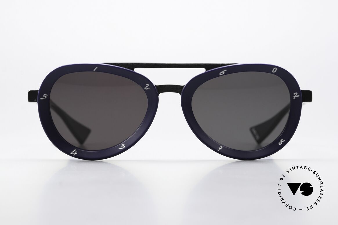 Piero Massaro 373 Mattschwarz Und Mattblau, sehr massive Designer-Sonnenbrille aus Sizilien, Passend für Herren und Damen