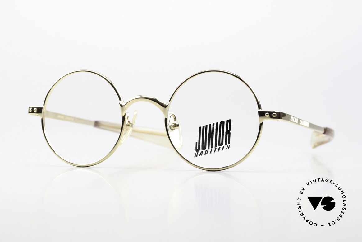 Jean Paul Gaultier 57-0173 Vergoldete Vintage Brille, seltene, runde Jean Paul Gaultier vintage Brille, Passend für Herren und Damen