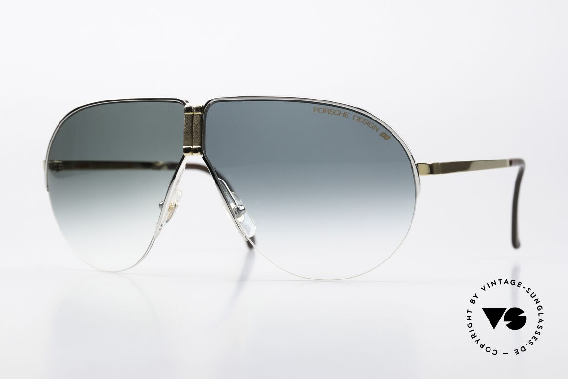 Porsche 5628 Bicolor In Gold Und Silber, praktische 80er Jahre Faltsonnenbrille von Porsche, Passend für Herren