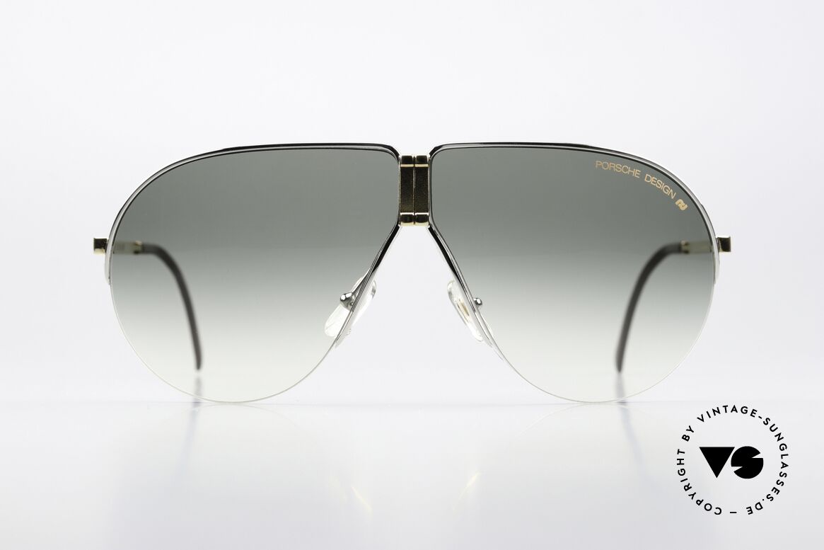 Porsche 5628 Bicolor In Gold Und Silber, praktische 80er Jahre Faltsonnenbrille von Porsche, Passend für Herren