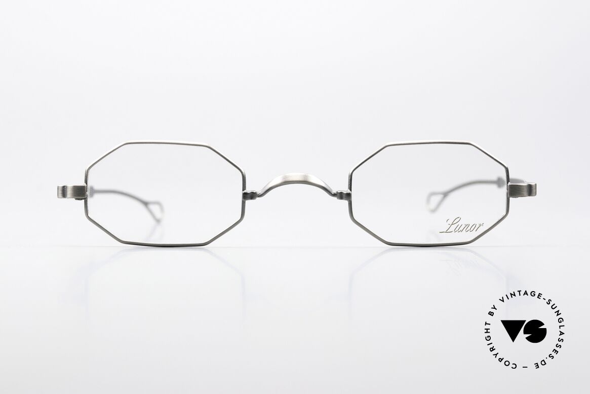 Lunor MT21 AS Achteckige Brille Antik Silber, das meistgesuchte Modell in AS = ANTIK SILBER, Passend für Herren und Damen