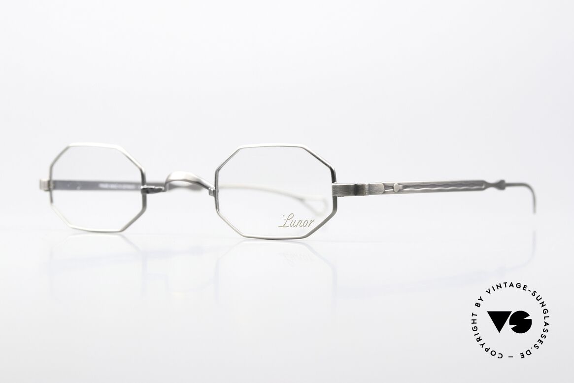 Lunor MT21 AS Achteckige Brille Antik Silber, sehr leicht & komfortabel; anpassbare Titanbügel, Passend für Herren und Damen