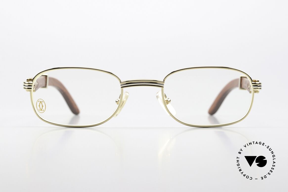 Cartier Breteuil Edelholz Luxusbrille 90er, aus afrik. Bubinga-Holz gefertigt, Gr. 50x22, 135, Passend für Herren und Damen