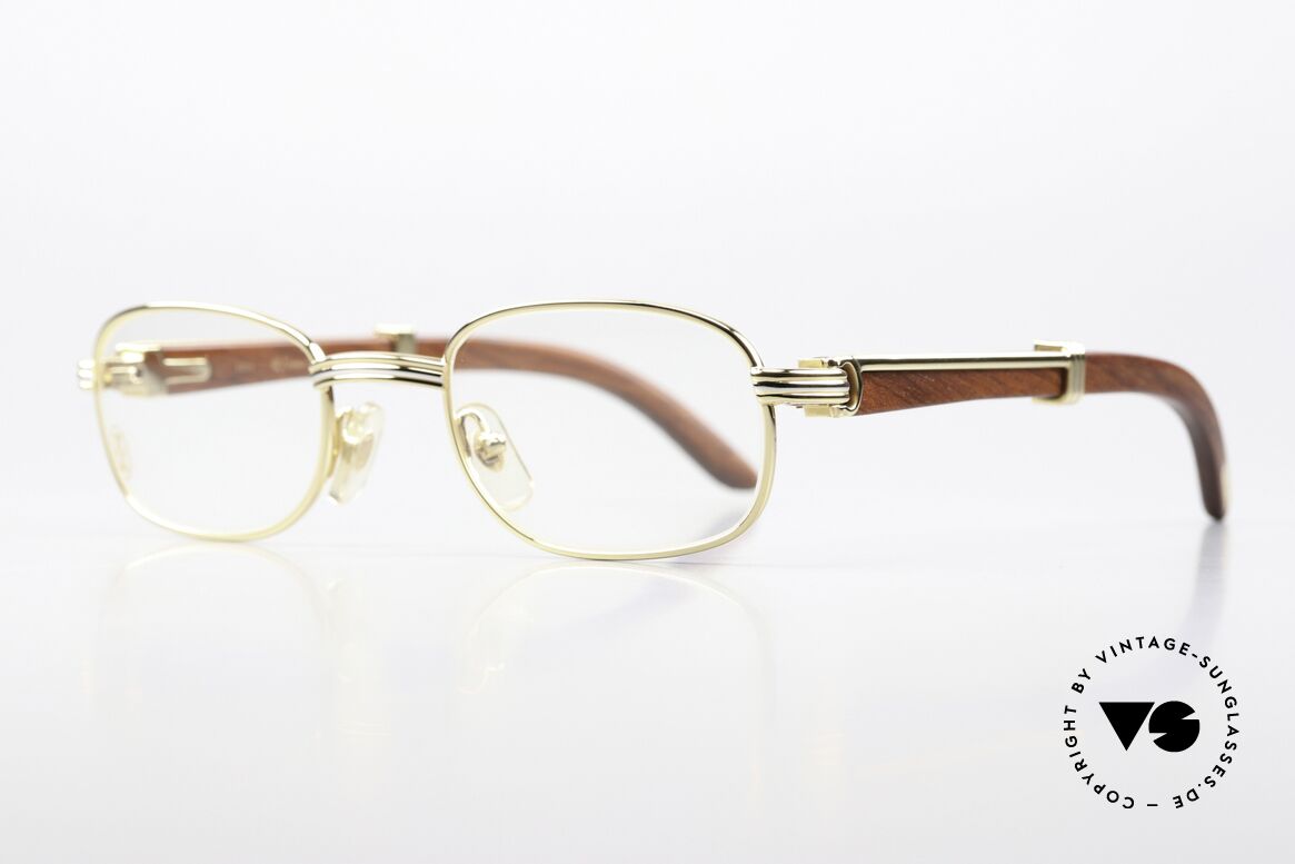 Cartier Breteuil Edelholz Luxusbrille 90er, kostbare Rarität der teuren 'Precious Wood' Serie, Passend für Herren und Damen