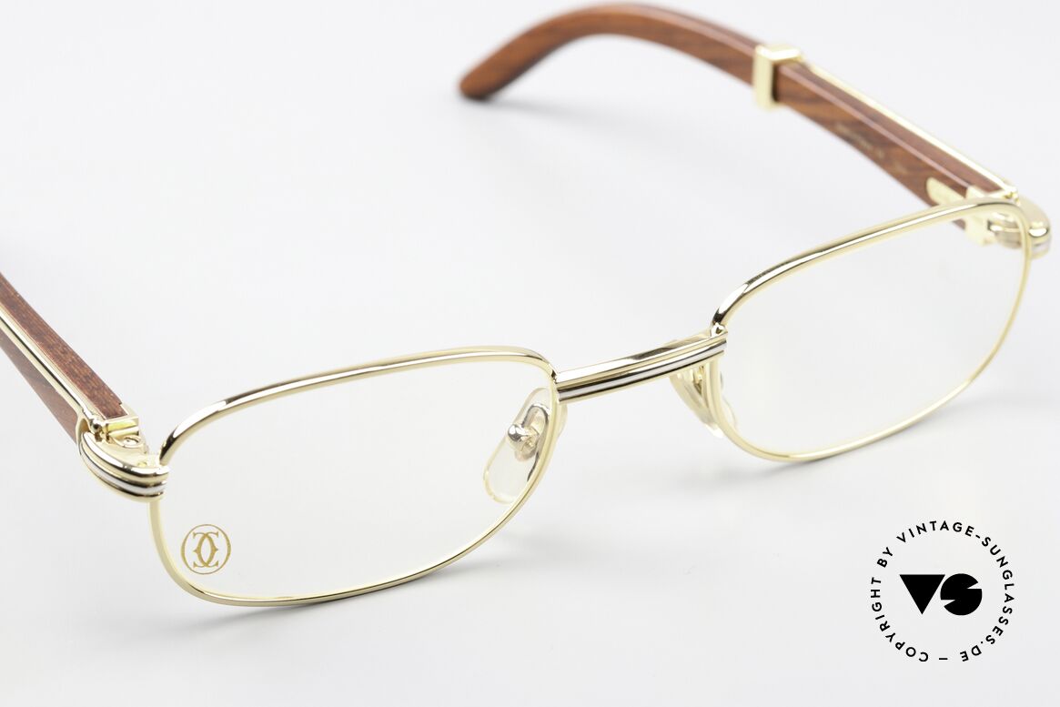 Cartier Breteuil Edelholz Luxusbrille 90er, ungetragen mit orig. Verpackung (Sammlerstück), Passend für Herren und Damen