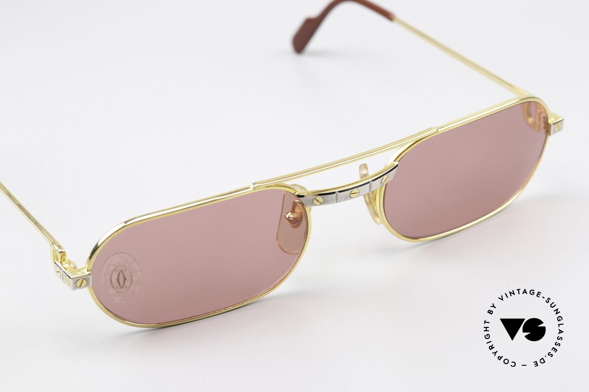 Cartier MUST Santos - M David Bowie 80er Brille, ungetragen mit OVP (in diesem Zustand sehr selten), Passend für Herren