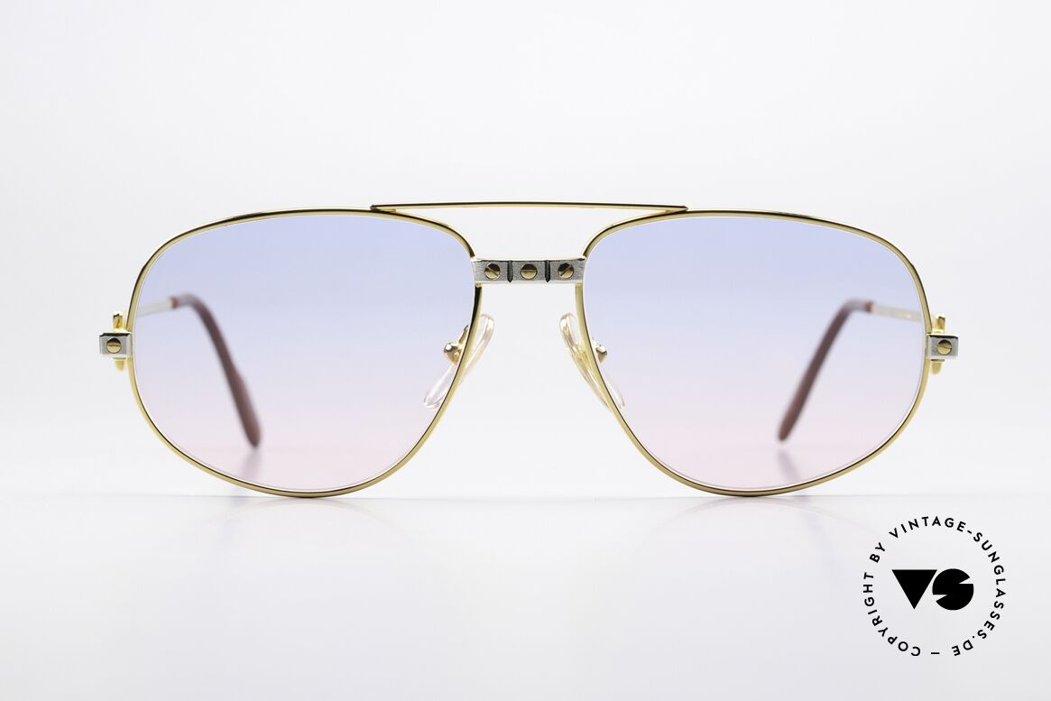 Cartier Romance Santos - M Gläser in Babyblau Zu Pink, wurde 1986 veröffentlicht und dann bis 1997 produziert, Passend für Herren und Damen