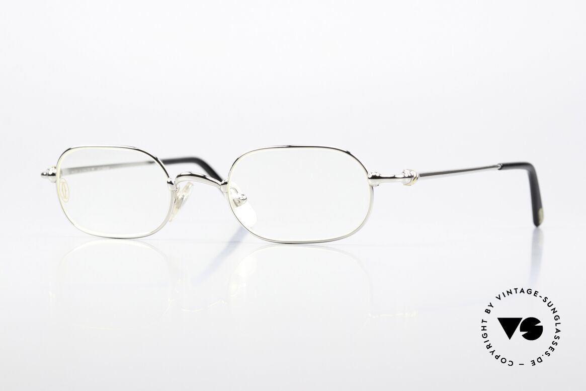 Cartier Orfy - S Platin Plattierte Fassung, eckige vintage Cartier Luxus-Brille der späten 1990er, Passend für Herren und Damen