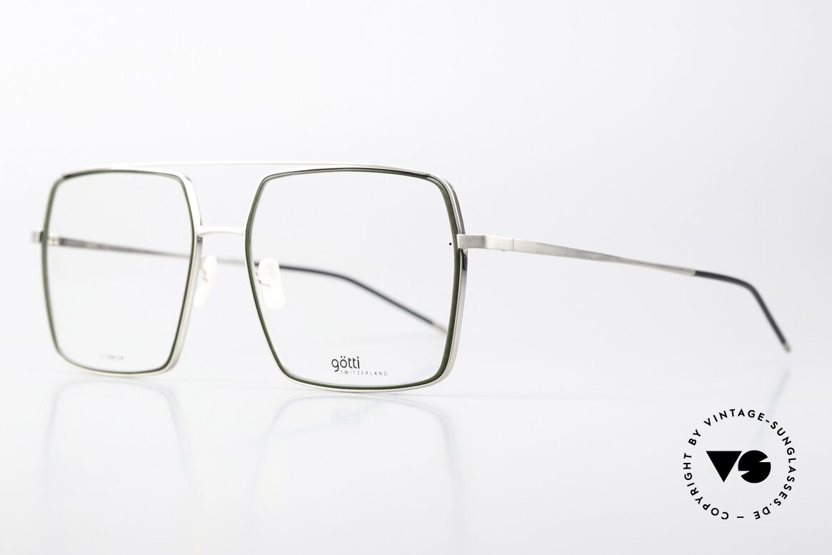 Götti Drake XL Titanium Herrenbrille, fühlbare Spitzenqualität in Moosgrün und Silber, Passend für Herren