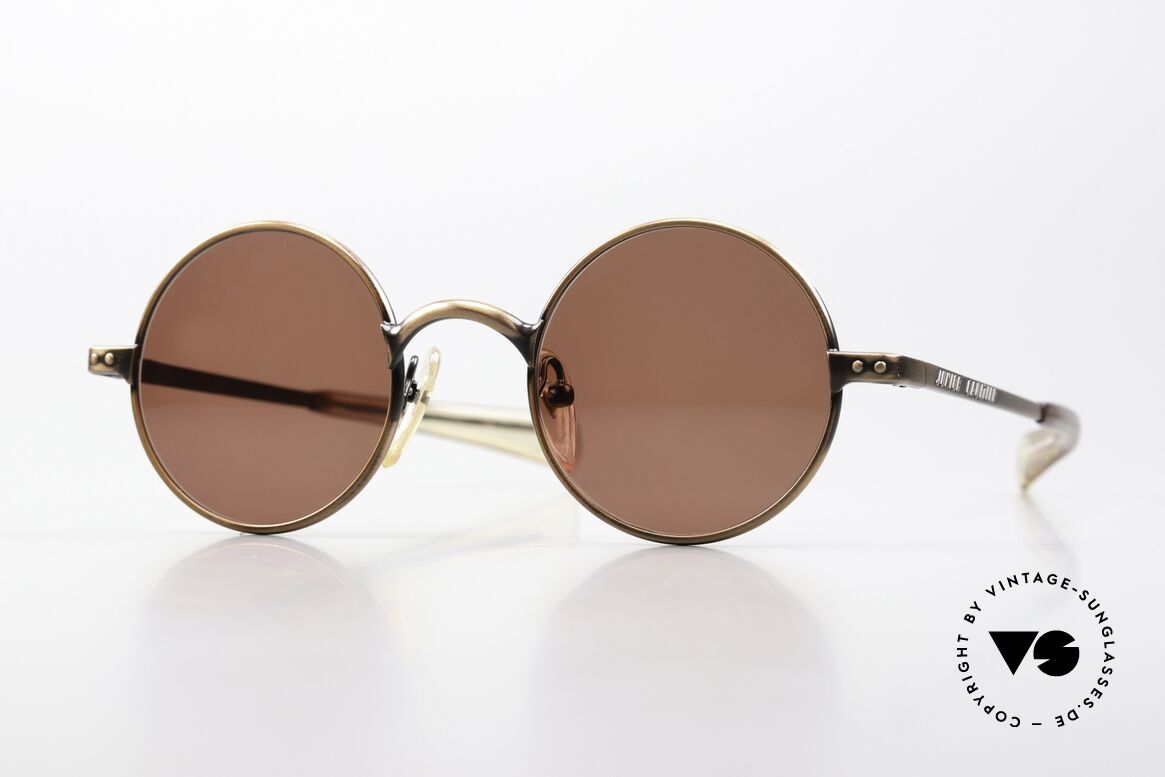 Jean Paul Gaultier 57-0173 90er Rahmen In Antik Bronze, runde Jean Paul Gaultier vintage Sonnenbrille, Passend für Herren und Damen