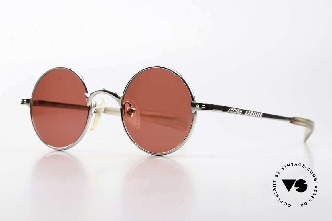 Jean Paul Gaultier 57-0173 Silber Chrome Blutorange, 1980er TOP-Modell; Sonnengläser in "blutorange", Passend für Herren und Damen