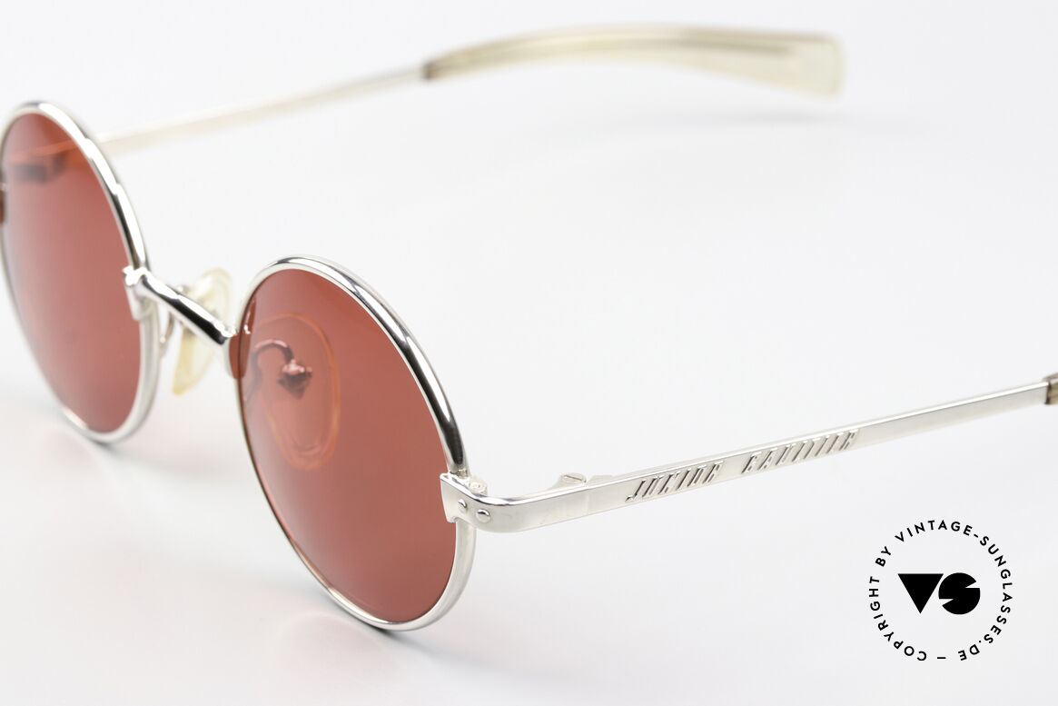 Jean Paul Gaultier 57-0173 Silber Chrome Blutorange, klassisch rund & "Junior Gaultier" auf den Bügeln, Passend für Herren und Damen
