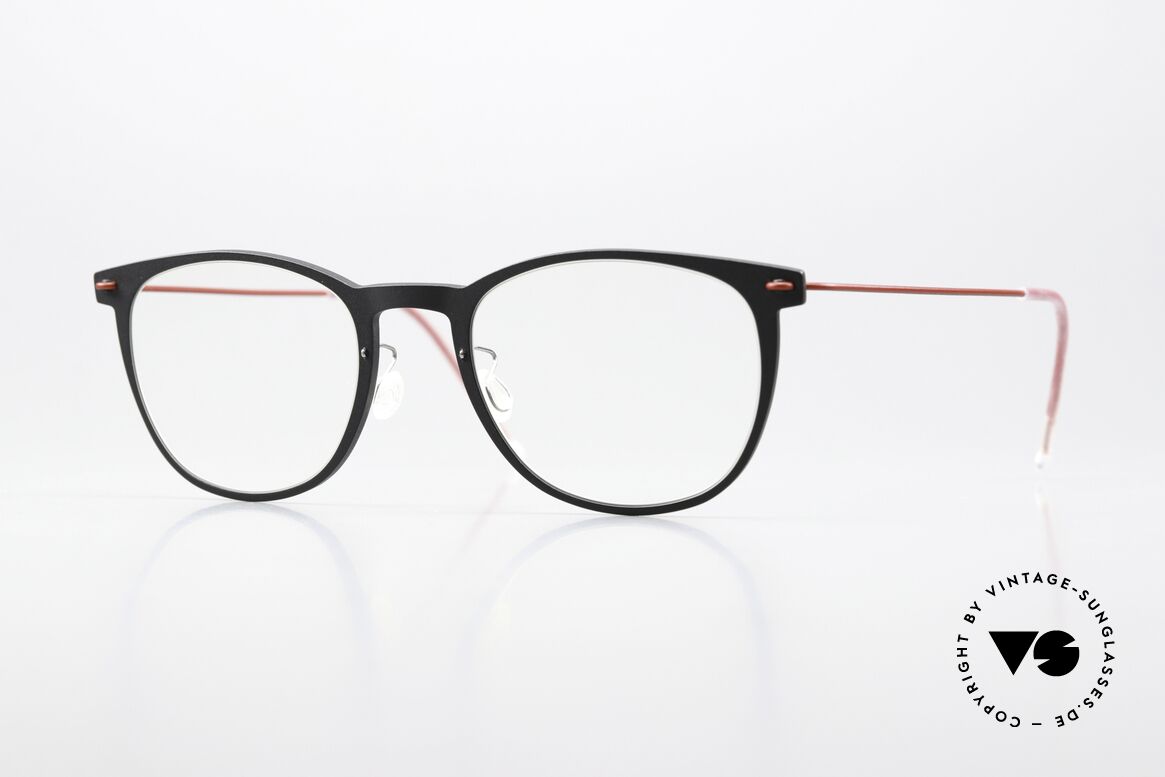 Lindberg 6529 47 NOW Mattschwarz Und Dunkelrot, Panto Lindberg Brille aus der NOW bzw. N.O.W. Serie, Passend für Damen