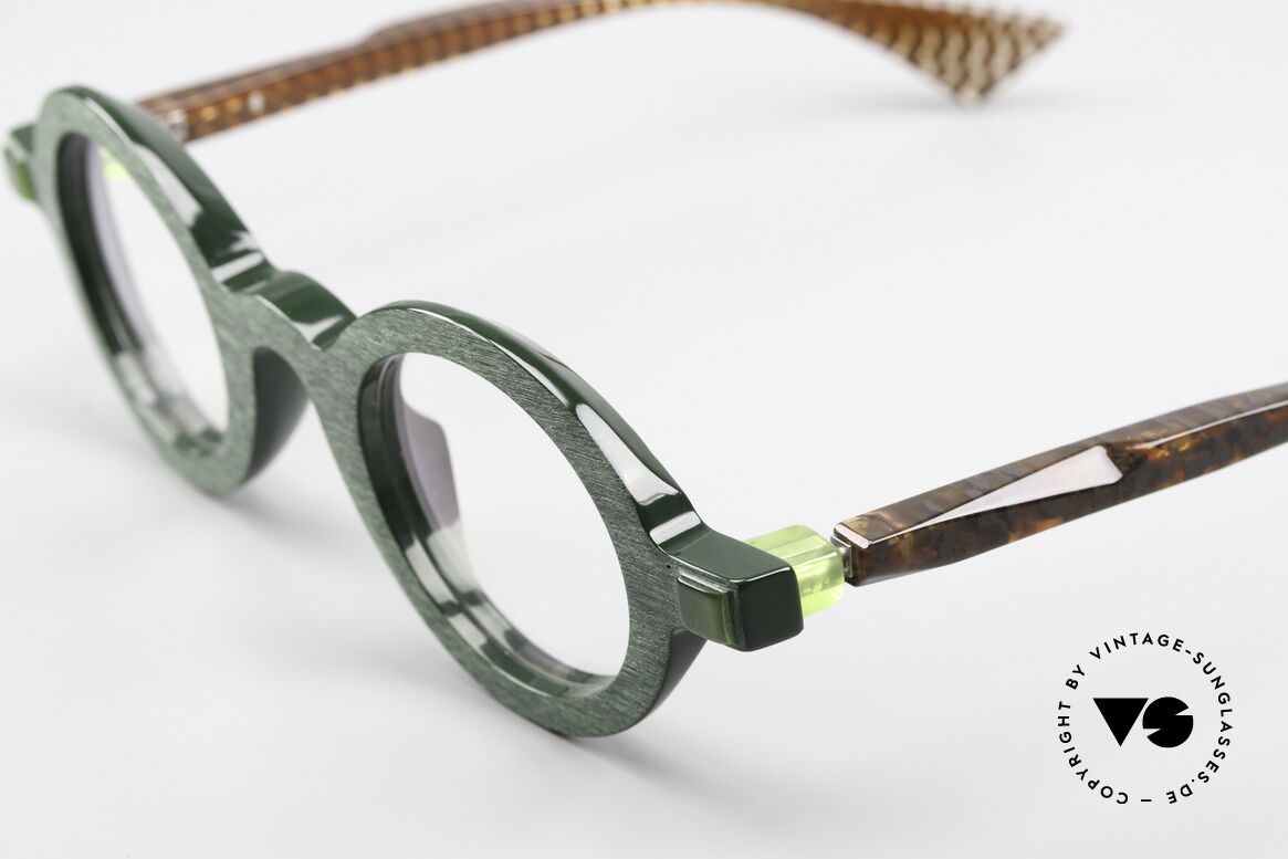 Piero Massaro 905 Massive Runde Designerbrille, Technik- & Kunst-Kombination, Federscharniere, Passend für Herren und Damen