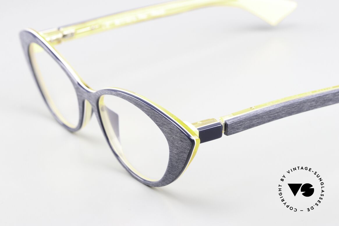 Piero Massaro 462 Designer Cateye Damenbrille, die Rahmenfarbe erscheint dunkelblau und gelb, Passend für Damen
