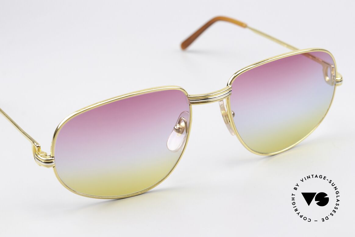 Cartier Romance LC - L 80er Brille Sunrise Gläser, mit neuen Gläsern in Sunrise-Verlauf (originell & chic), Passend für Herren und Damen