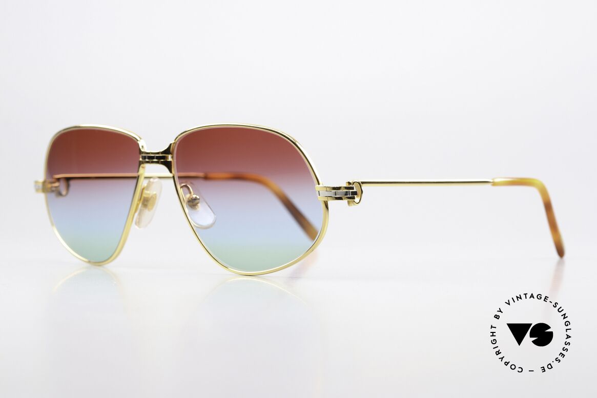 Cartier Panthere G.M. - M Tricolor Polarlicht Gläser, teure Luxus-Sonnenbrille in MEDIUM Größe 56-14, 135, Passend für Herren und Damen