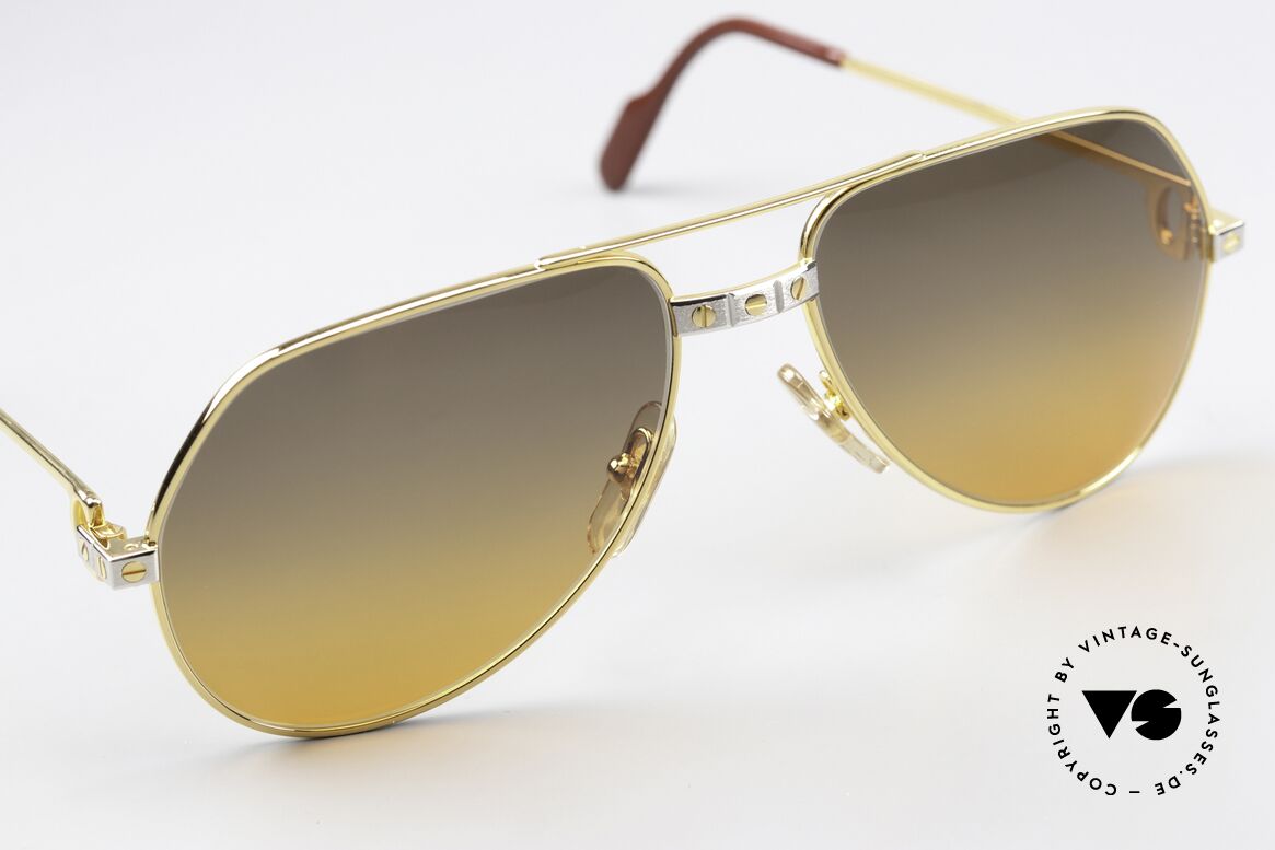 Cartier Vendome Santos - S Wüstensturm Sonnengläser, absolute Luxus-Fassung (22kt vergoldet) im Pilotenstil, Passend für Herren und Damen
