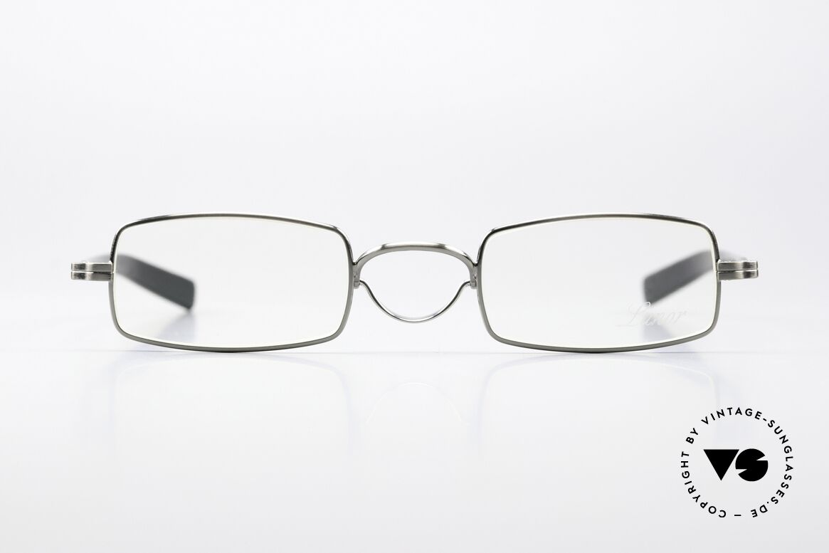 Lunor Swing A 37 Eckige Vintage Lesebrille AS, AS = ANTIK SILBER (mit silbernem Swing-Steg), Passend für Herren
