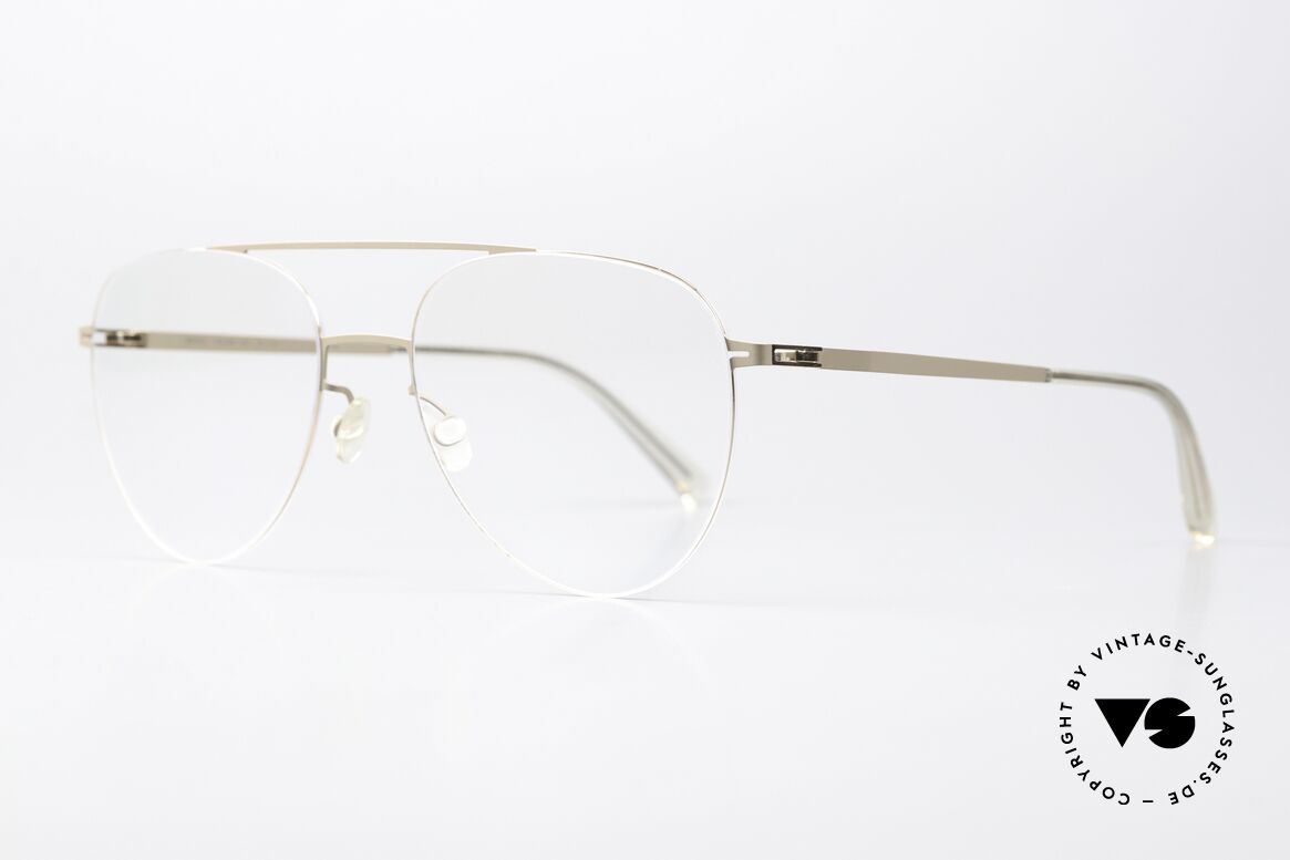 Mykita Jun Large Aviator Lessrim Frame, color 360 = Champagne Gold & Taupe Grey (unisex), Passend für Herren und Damen