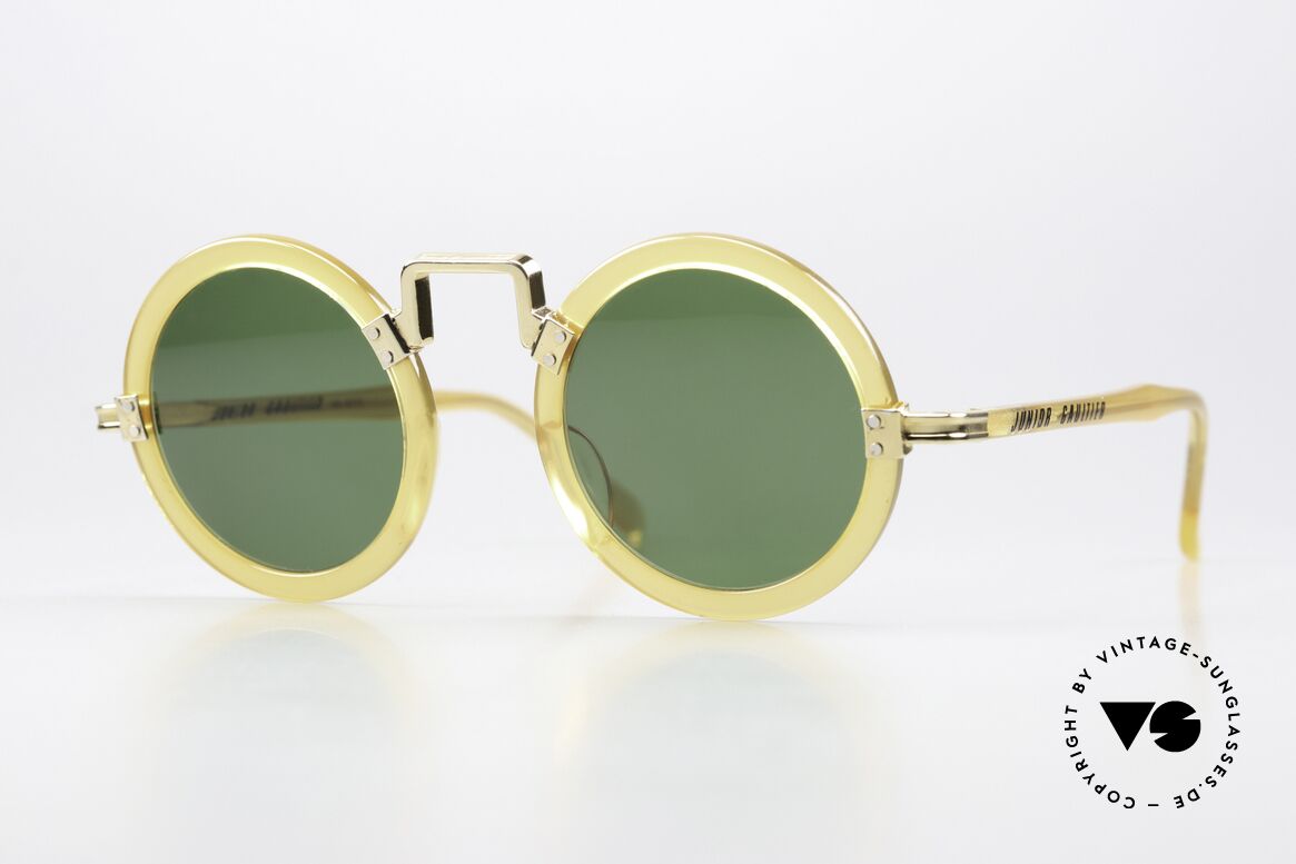Jean Paul Gaultier 58-0275 Steampunk Sonnenbrille 80er, runde vintage Designer-Sonnenbrille von JP Gaultier, Passend für Herren und Damen