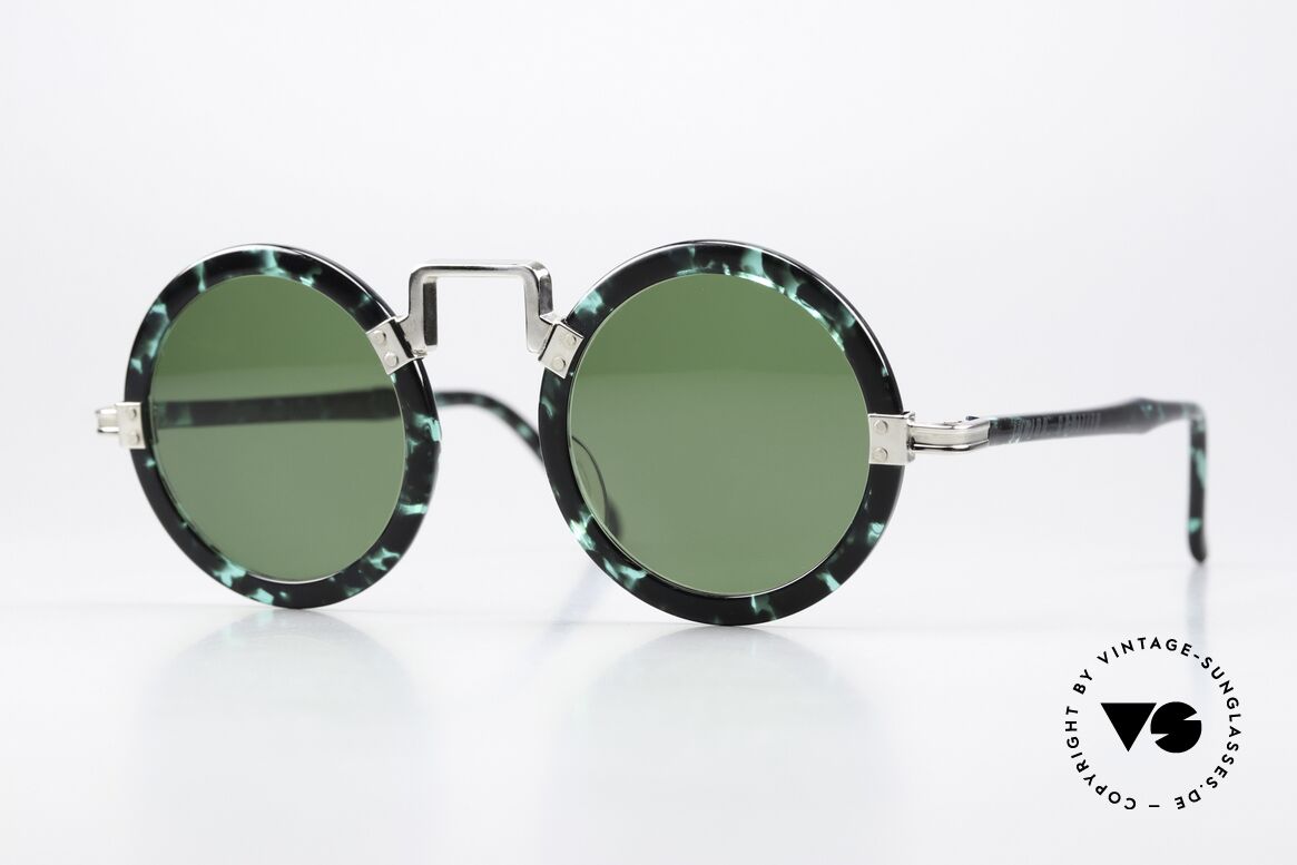 Jean Paul Gaultier 58-0275 Rahmen Smaragd Marmoriert, runde vintage Designer-Sonnenbrille von JP Gaultier, Passend für Herren und Damen