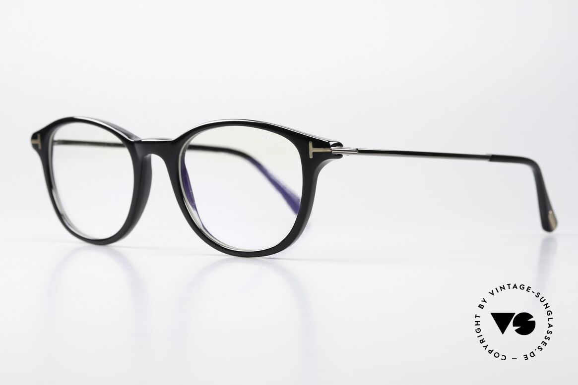 Tom Ford TF5553 Damenbrille Federscharnier, weibliche Panto-Fassung in schwarz & grau-metall, Passend für Damen