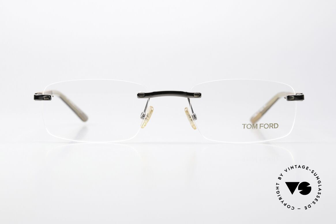 Tom Ford TF5080 Randlose Brille Holzbügel, sehr edle und hochwertige Fassung, made in Italy, Passend für Herren und Damen