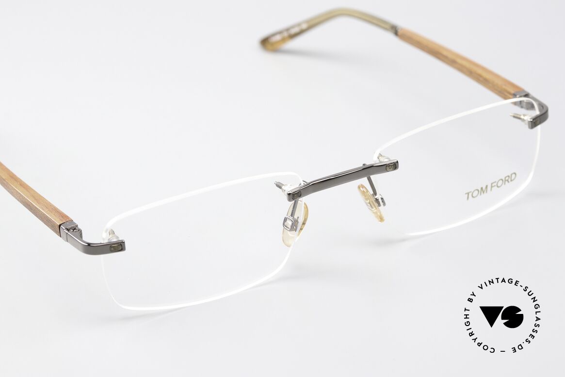 Tom Ford TF5080 Randlose Brille Holzbügel, die Randlos-Fassung ist natürlich beliebig verglasbar, Passend für Herren und Damen