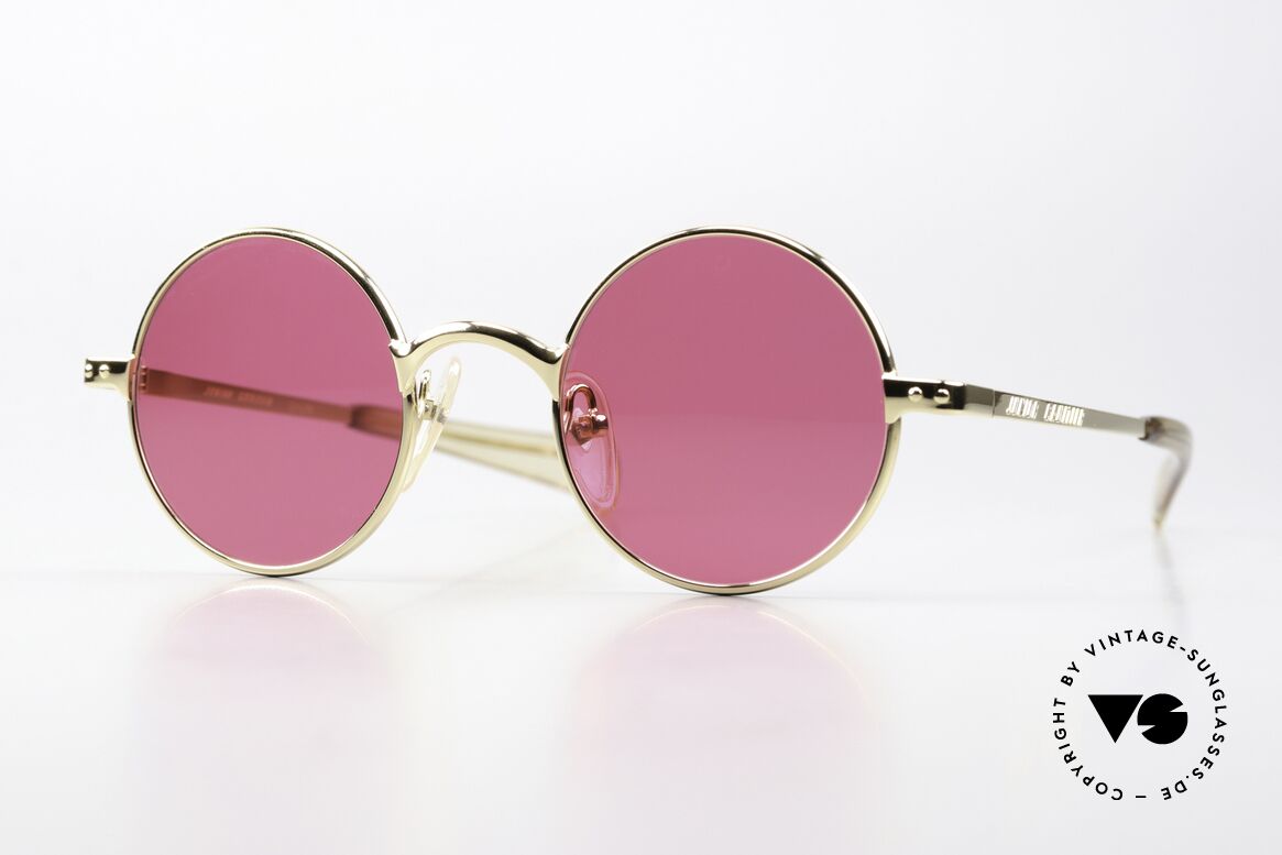 Jean Paul Gaultier 57-0173 Einzigartig Dunkles Rosa, seltene, runde Jean Paul Gaultier Sonnenbrille, Passend für Herren und Damen