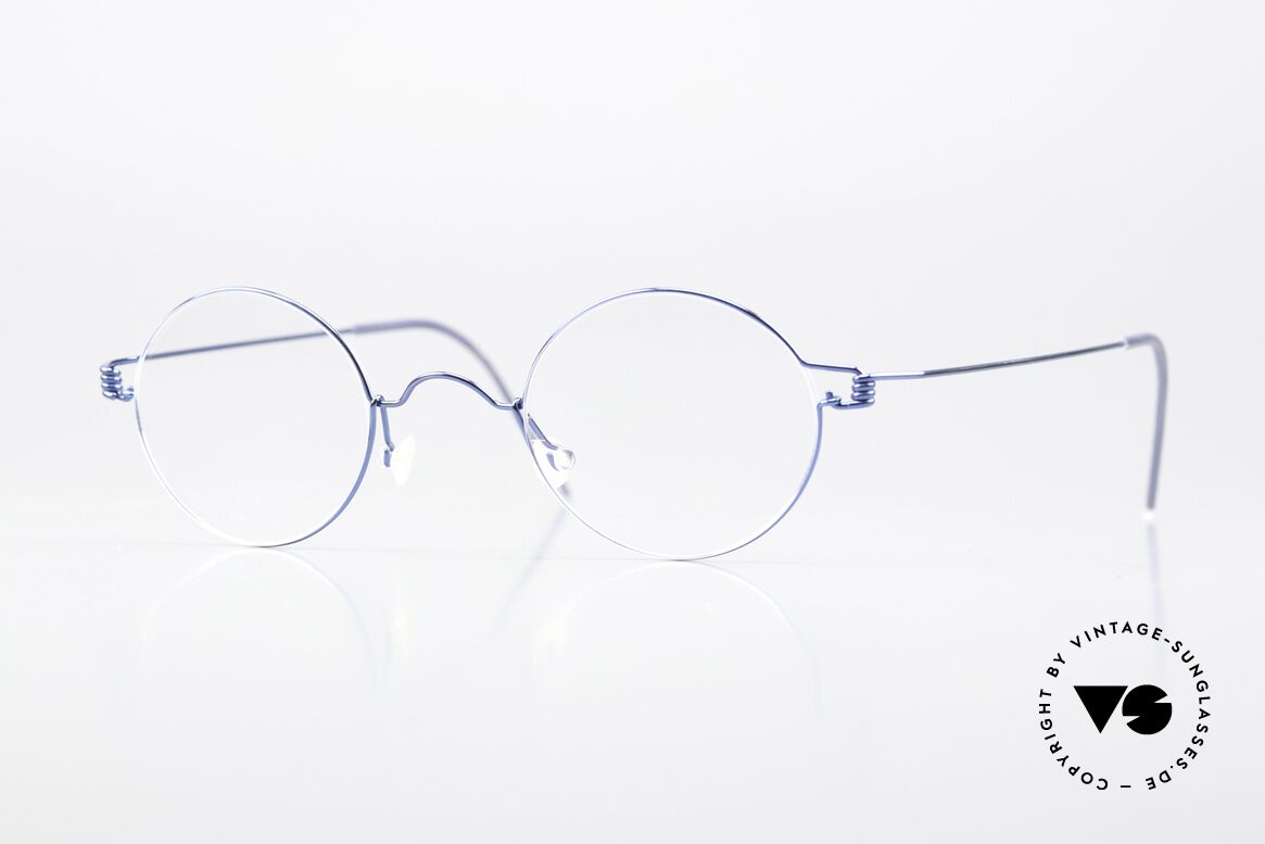 Lindberg Corona 42 Air Titan Rim Runde Brille In Blau Metallic, LINDBERG Air Titanium Rim Brille in Größe 42-24, 145, Passend für Herren und Damen