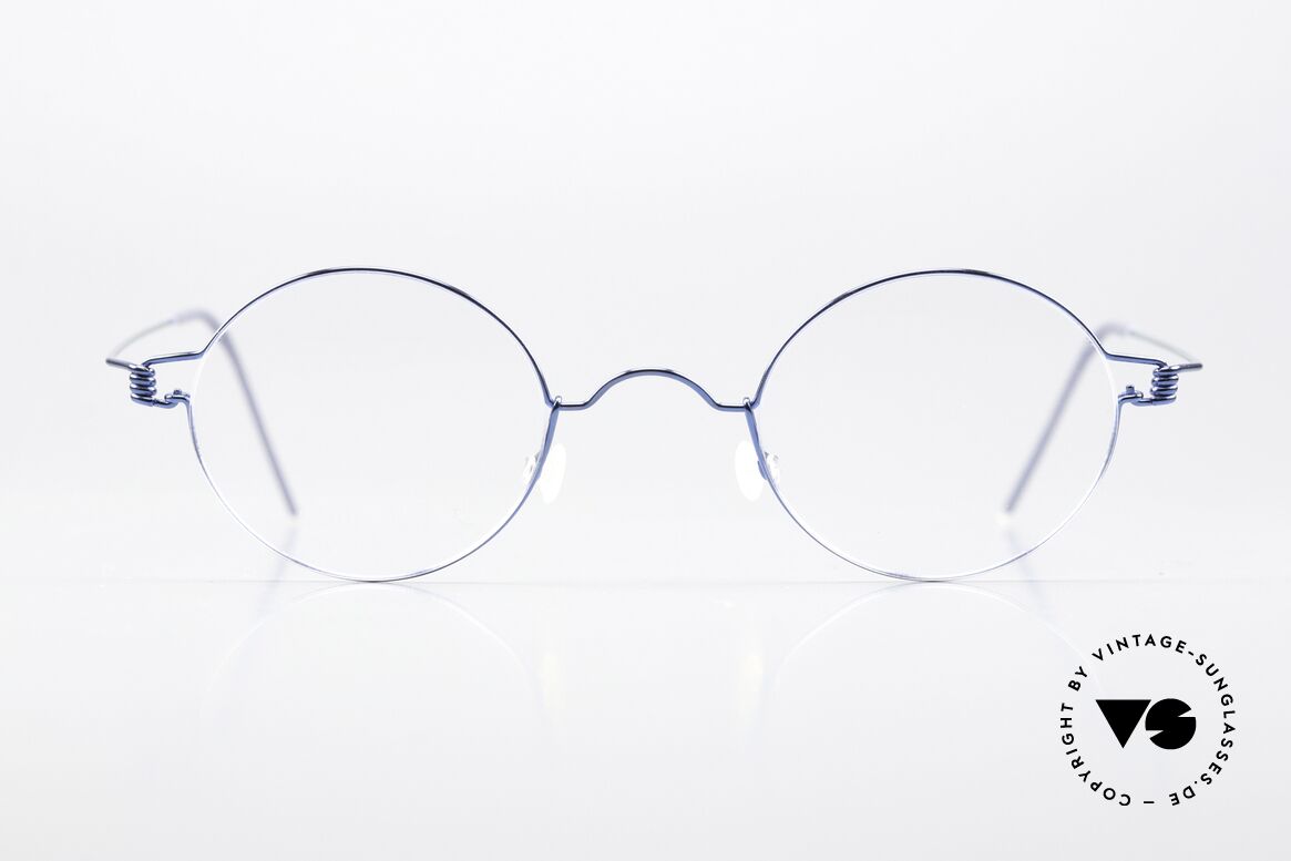 Lindberg Corona 42 Air Titan Rim Runde Brille In Blau Metallic, vielfach ausgezeichnet hinsichtlich Qualität und Design, Passend für Herren und Damen
