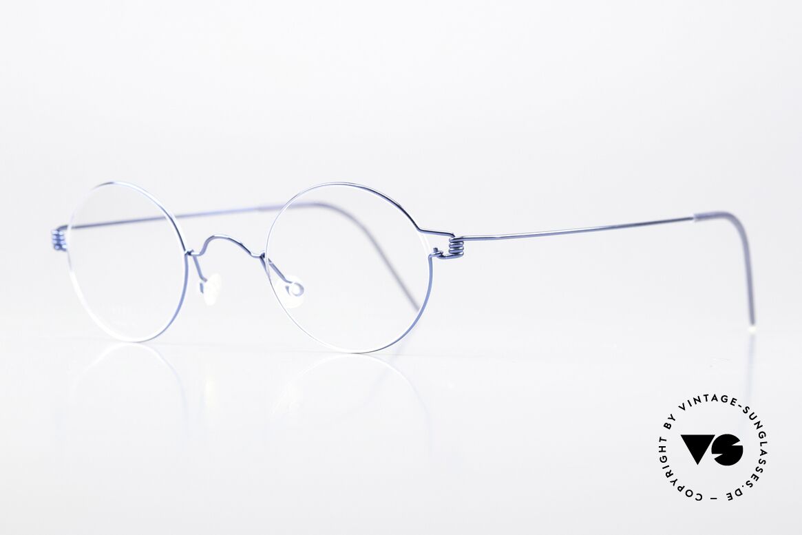 Lindberg Corona 42 Air Titan Rim Runde Brille In Blau Metallic, so zeitlos, stilvoll und innovativ = Prädikat "VINTAGE", Passend für Herren und Damen